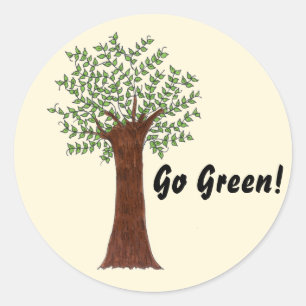 Go Green Tree Classic Round Sticker