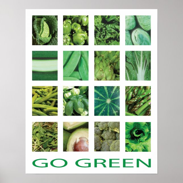Go Green Vegetables Kitchen Art Poster (Front)