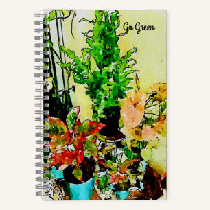 Go Green Watercolor Art Garden Custom Notebook