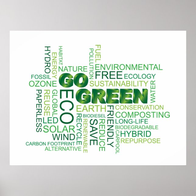 Go Green Word Cloud Poster (Front)