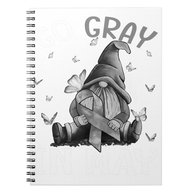 Go Grey in May Brain Cancer Awareness Grey Notebook (Front)