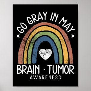 Go Grey In May Brain Tumour Awareness Heart Grey Poster