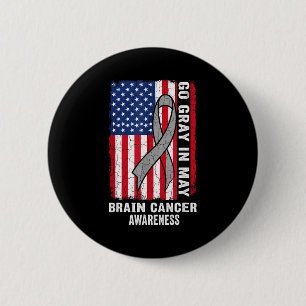 Go grey in may flag brain tumour awareness brain 6 cm round badge