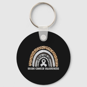 Go Grey In May Leopard Rainbow Brain Cancer Tumour Key Ring