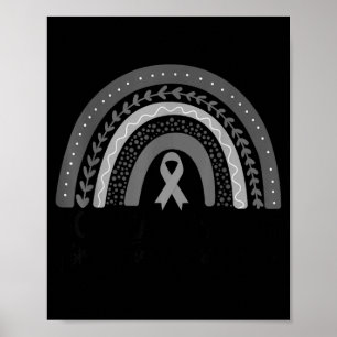Go Grey in May Shirt Rainbow Brain Cancer Tumour Poster