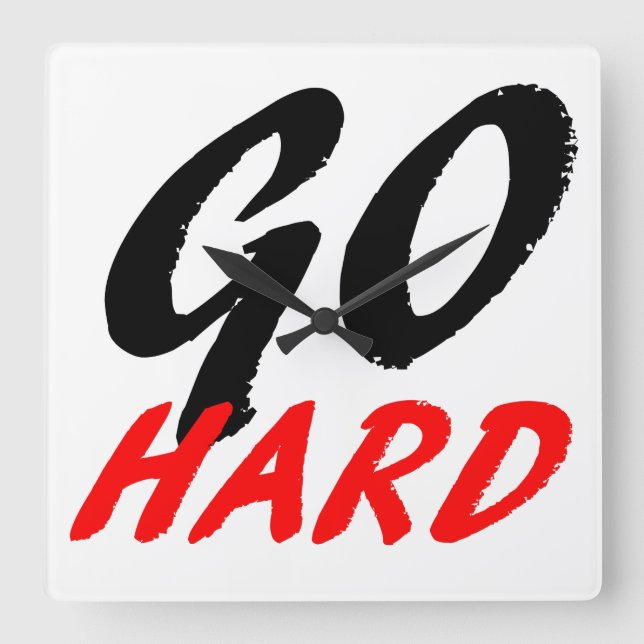 Go Hard Square Wall Clock (Front)