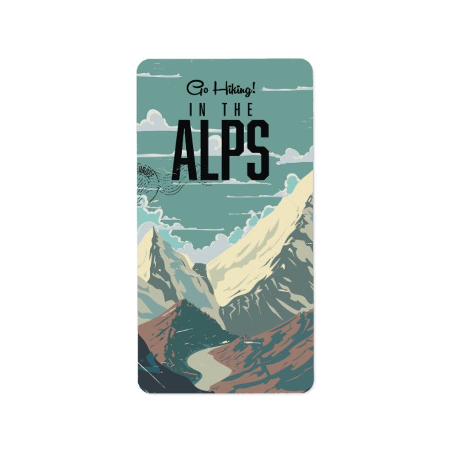Go Hiking in the Alps Label (Front)