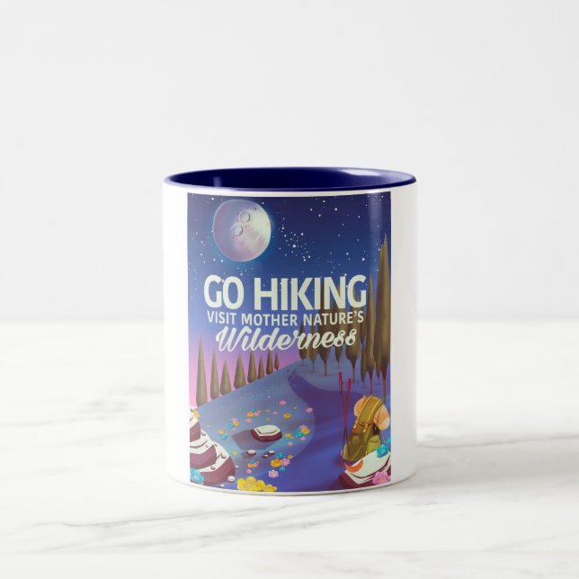 Go Hiking! (Night Edition) Two-Tone Coffee Mug (Center)