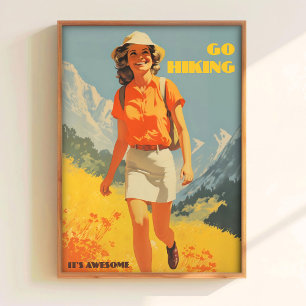 Go Hiking Print Retro Hiking Printable Camping Art
