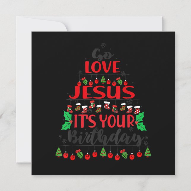 Go Jesus It's Your Birthday Christmas Tree ornamen Invitation (Front)