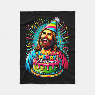 Go Jesus Its Your Birthday Funny Jesus Christmas X Fleece Blanket