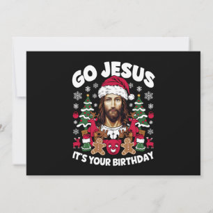 Go Jesus It's Your Birthday Ugly Christmas Sweater Holiday Card