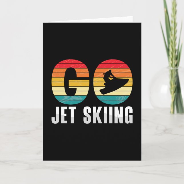 Go Jet Skiing Jet Ski Jet Ski Rider Retro Jetski Card (Front)