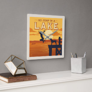 Go Jump In A Lake Square Wall Clock