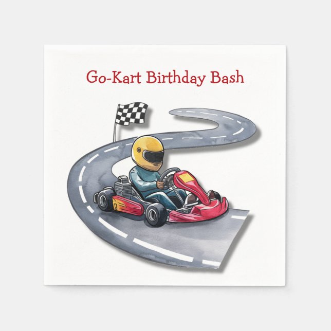 Go-Kart Birthday Bash Napkin (Front)