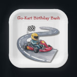Go-Kart Birthday Bash Paper Plate<br><div class="desc">Get ready to race into fun with this exciting go-cart illustration, perfect for a high-speed birthday bash! Featuring a determined racer in a sleek red go-kart speeding down a winding track towards the chequered flag, this vibrant image captures the thrill of the race. Ideal for invitations, party decorations, or themed...</div>