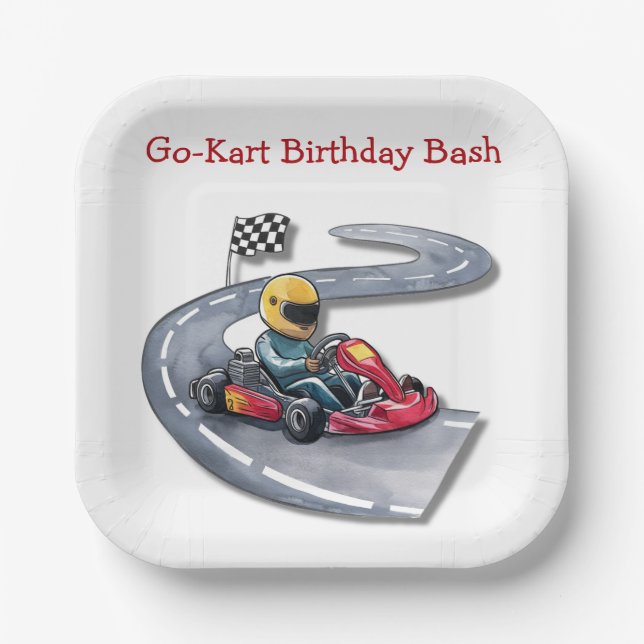 Go-Kart Birthday Bash Paper Plate (Front)