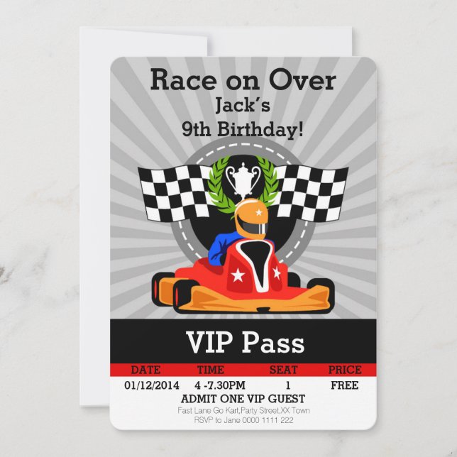 GO KART Birthday invitation! Invitation (Front)