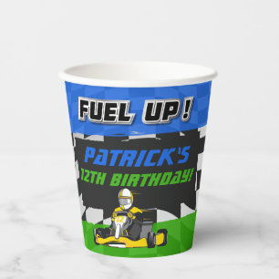 Go Kart Birthday Party Chequered Paper Cups