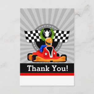 GO KART Birthday Party Thank You cards