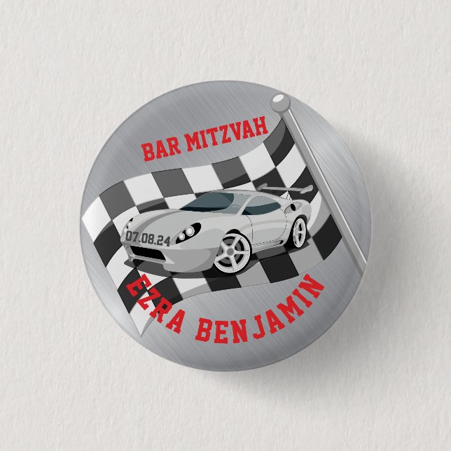 Go-kart Car Racing Bar Mitzvah 3 Cm Round Badge (Front)