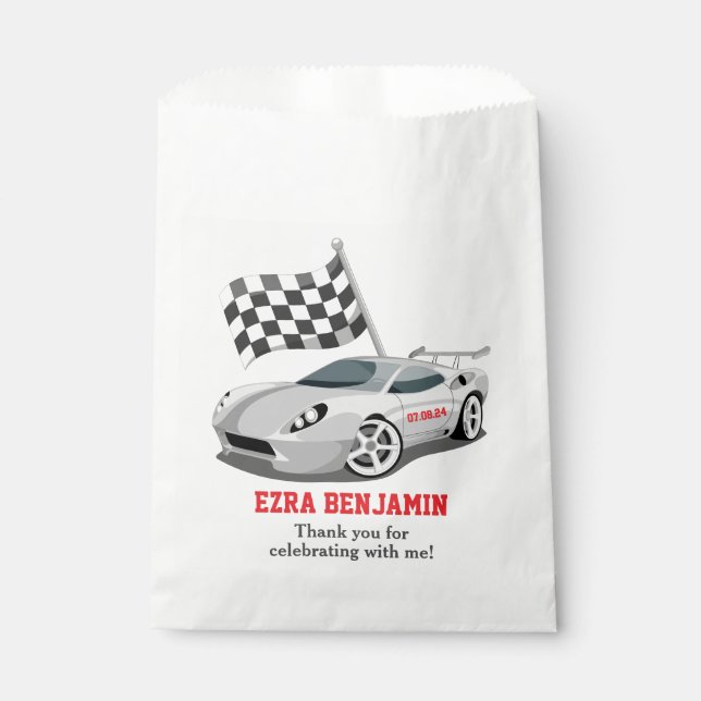 Go-Kart Car Racing Bar Mitzvah Favour Bag (Front)