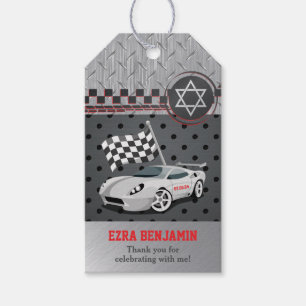 Go-Kart Car Racing Bar Mitzvah Gift Tags