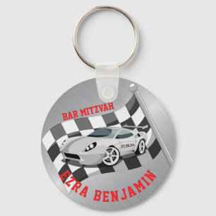 Go-kart Car Racing Bar Mitzvah Key Ring