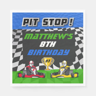 Go Kart Chequered Flag Birthday Napkin