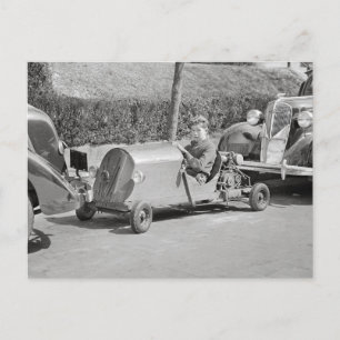 Go Kart Driver, 1937 Postcard