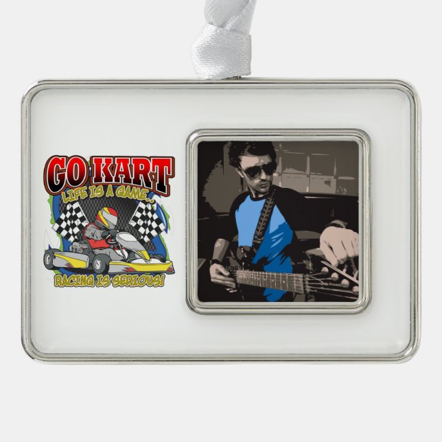 Go Kart Life Silver Plated Framed Ornament (Front)