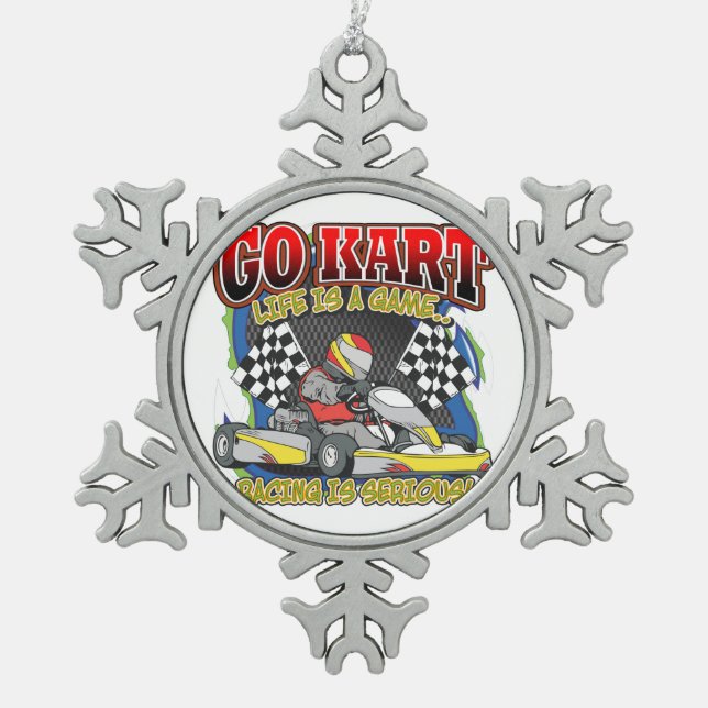 Go Kart Life Snowflake Pewter Christmas Ornament (Front)