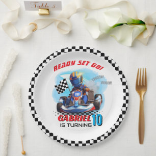 Go Kart Racing Birthday - Racing cars Paper Plate