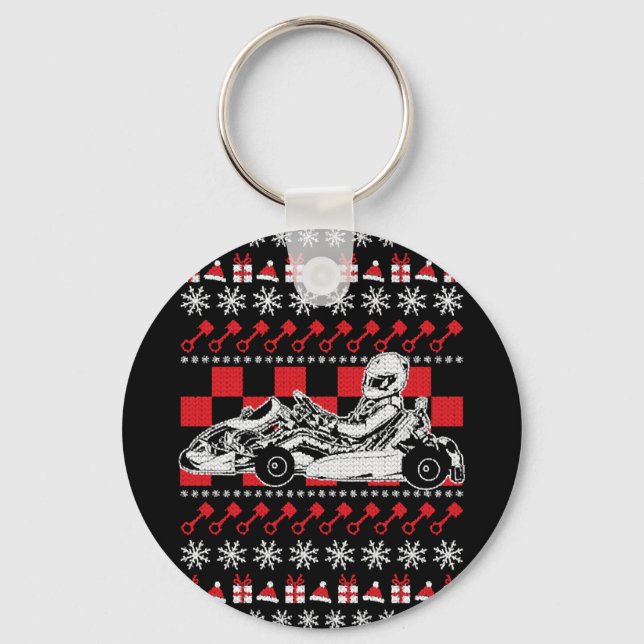Go Kart Racing Christmas Key Ring (Front)