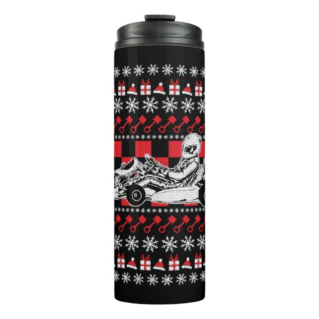 Go Kart Racing Christmas Thermal Tumbler (Front)