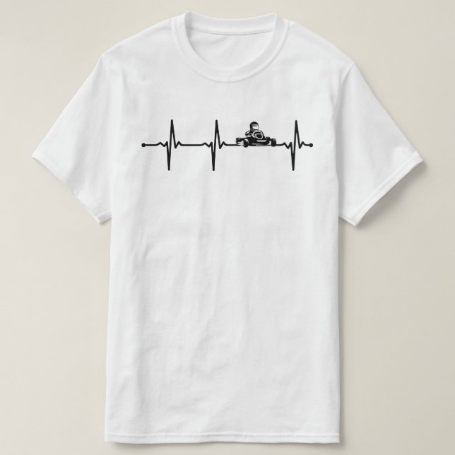 Go Kart Racing Driver ECG Heartbeat Bv T-Shirt (Design Front)