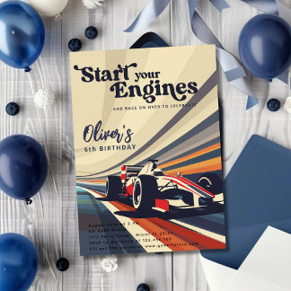 Go Karting Go Kart Racing Car Boy Birthday Party Invitation