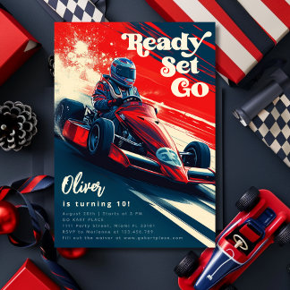 Go Karting Go Kart Racing Car Boy Birthday Party Invitation
