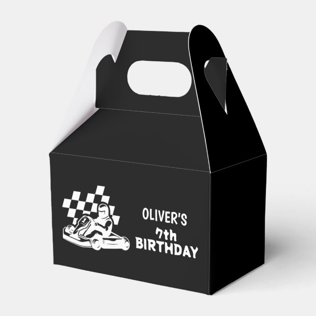 Go karting, racing car boy birthday  favour box (Front Side)