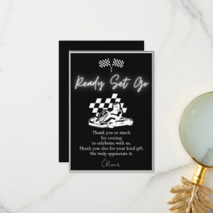 Go karting, racing car boy birthday  thank you card