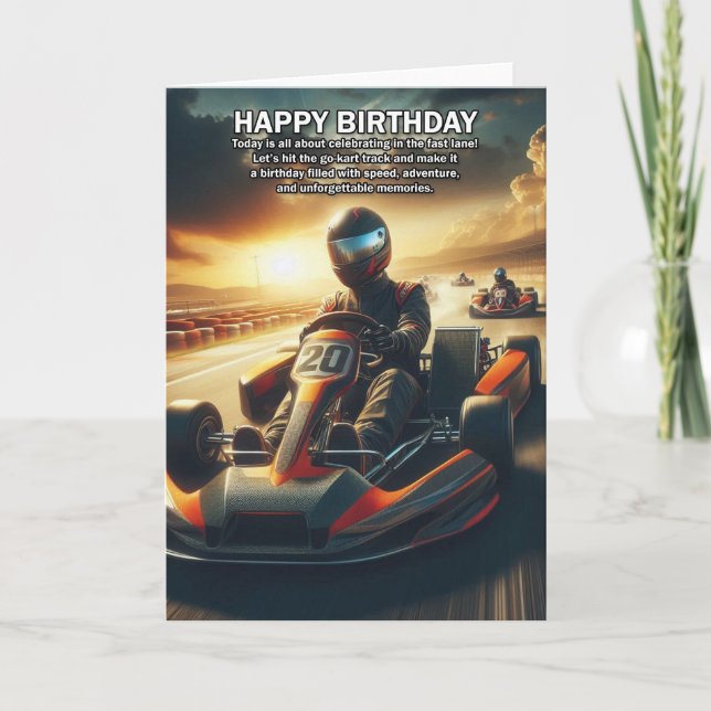 Go Karting Themed Birthday Card (Front)