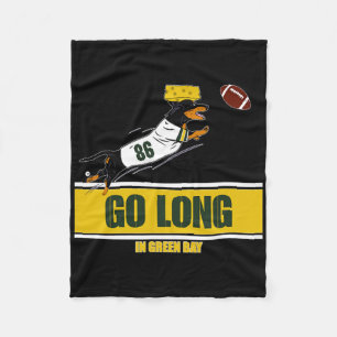 Go Long In Green Bay Funny Dachshund Football Fleece Blanket