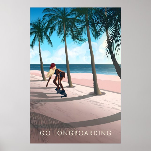 Go Longboarding Travel Poster (Front)