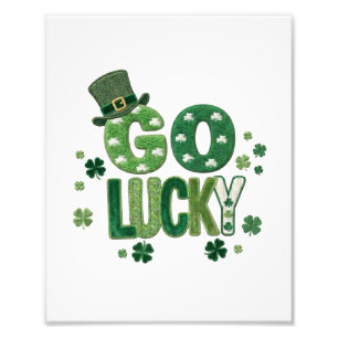 Go Lucky St Patrick's Day , Doodle Shamrock Photo Print