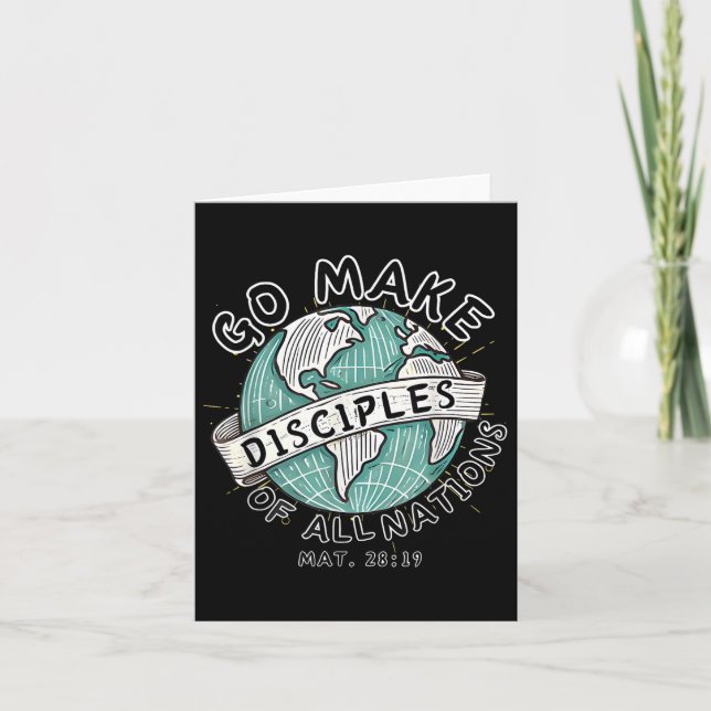 Go Make Disciples Of All Nations Retro World Map C Card (Front)