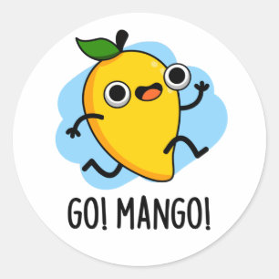 Go Mango Funny Running Mango Pun  Classic Round Sticker