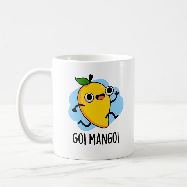 Go Mango Funny Running Mango Pun  Coffee Mug (Left)