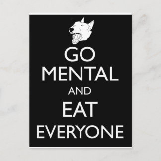 Go Mental Bull Terrier Postcard