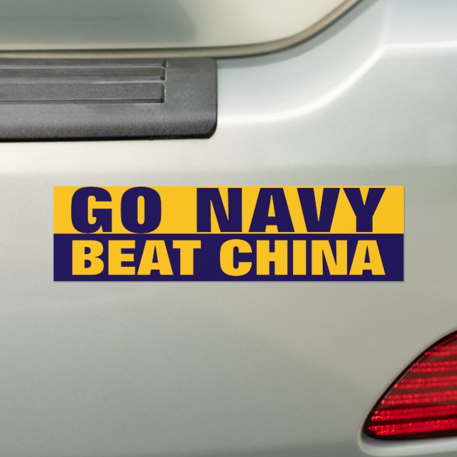 GO NAVY BUMPER STICKER (On Car)