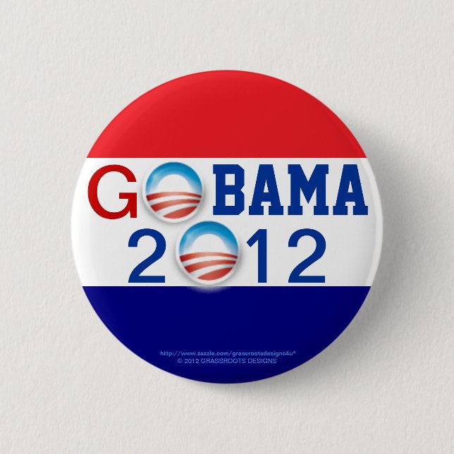 GO OBAMA 2012 3D Logo 2nd Term 6 Cm Round Badge (Front)